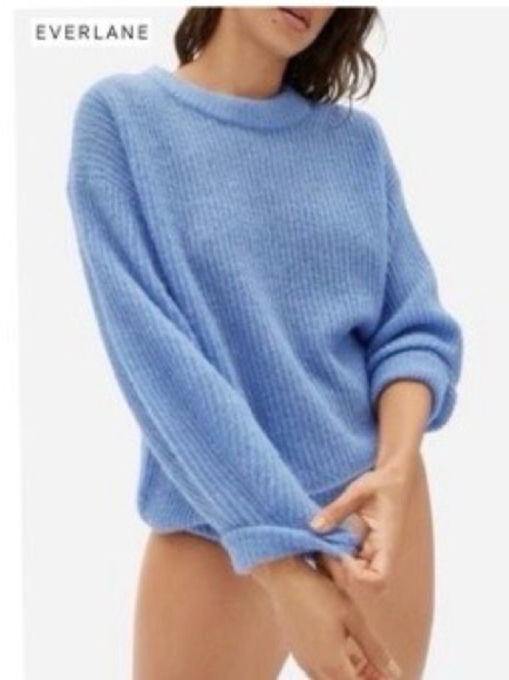 EVERLANE THE COCOON CREW IN ALPACA Wool Chambray Blue color Size M